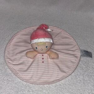 Demdaco Nat & Jules pink striped round circle baby doll lovey security blanket